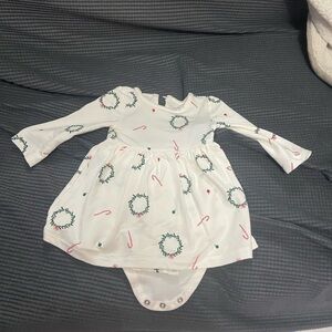 Purely Soft Baby Holiday Dress size 9m white with candy cane and wreaths